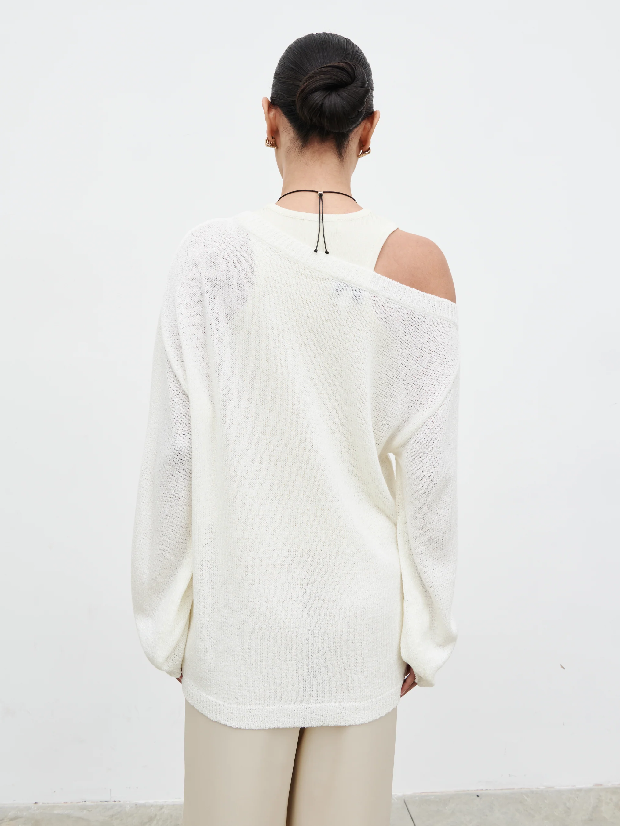 Zelia Fine Knit Off Shoulder Jumper - stone - Image 9