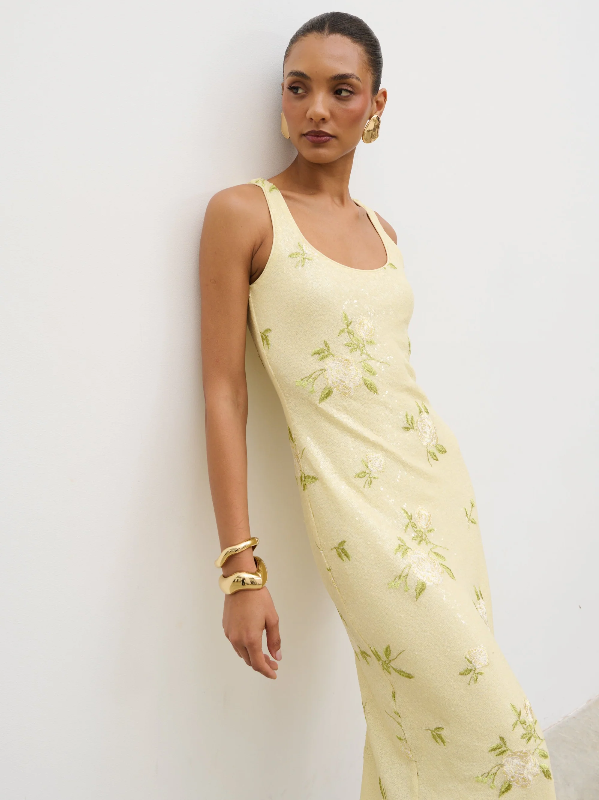 Zia Sequin Maxi Dress - Lemon Floral Sequin - Image 7