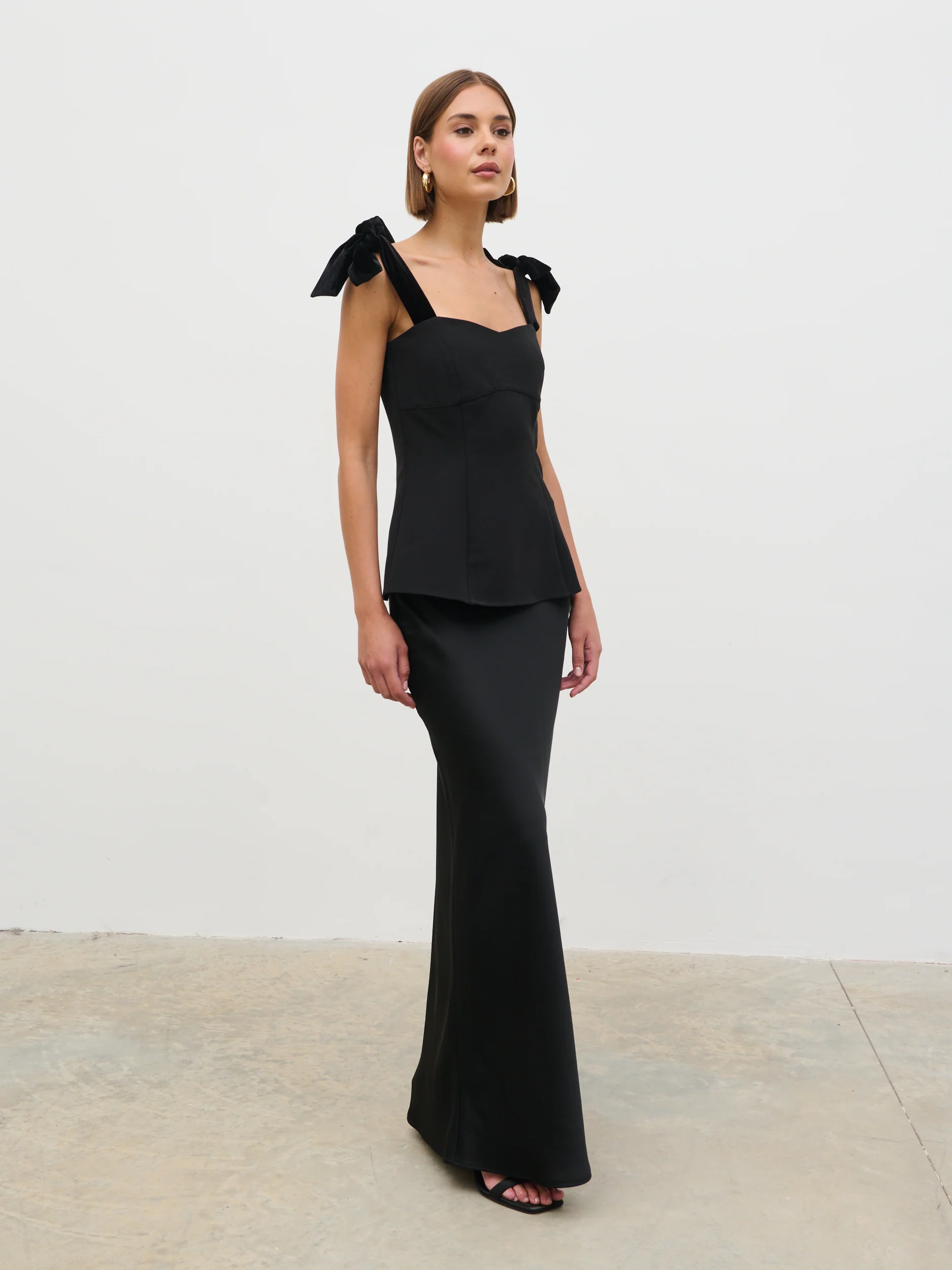 Zienna Velvet Bow Corset Top - Black - Image 3