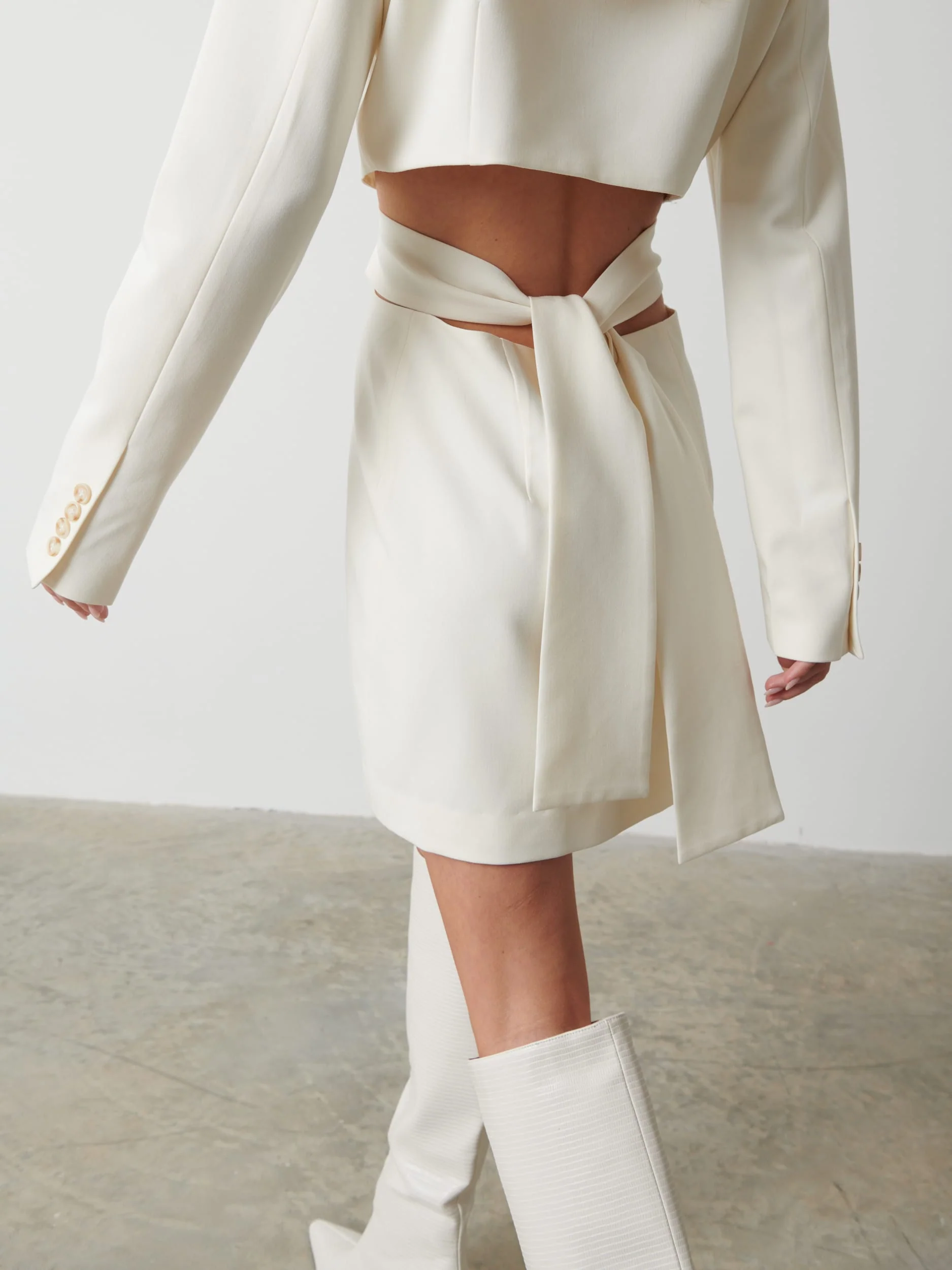 Zoe Cut Out Blazer Dress - Cream - Image 2