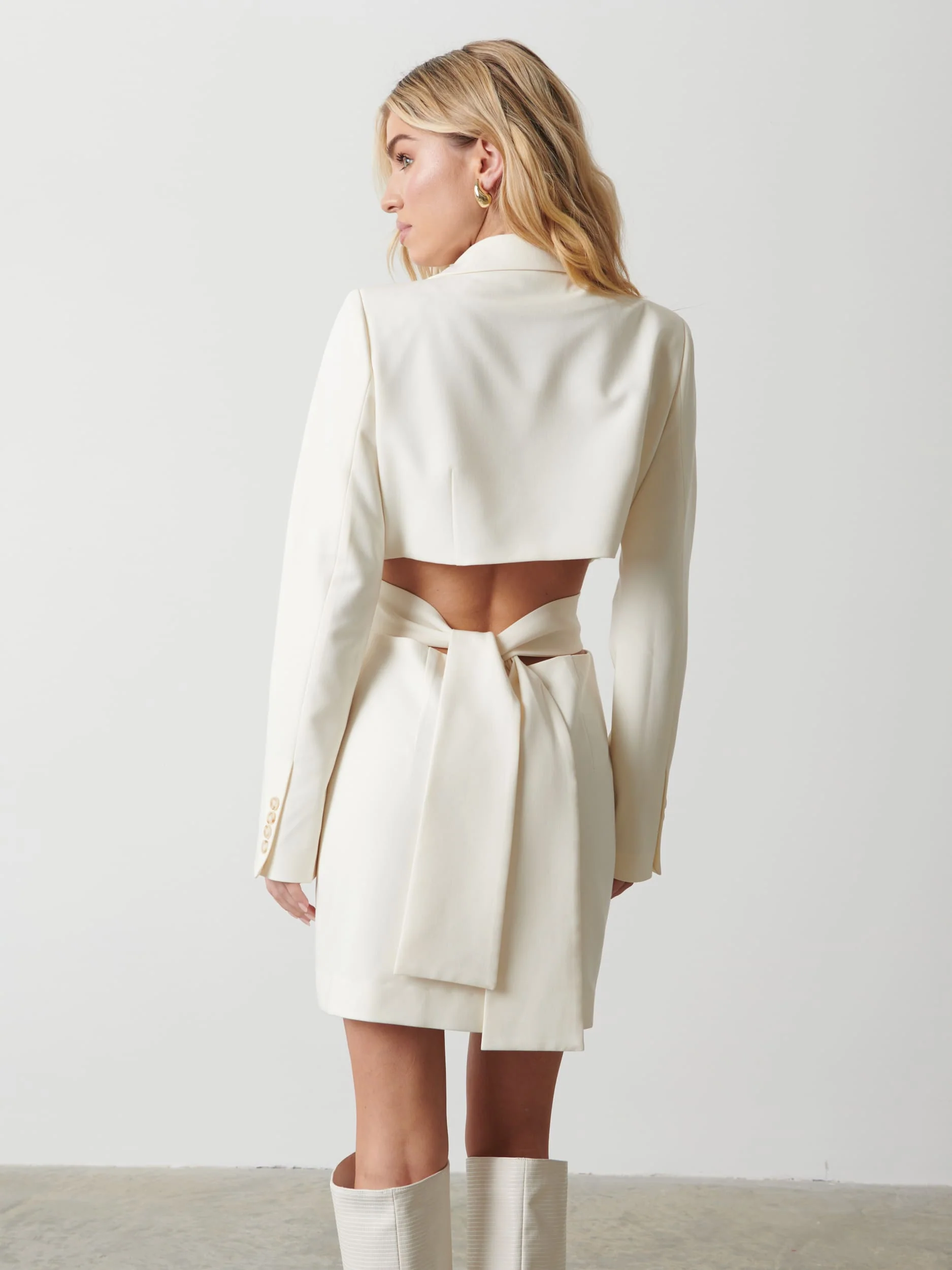 Zoe Cut Out Blazer Dress - Cream - Image 4