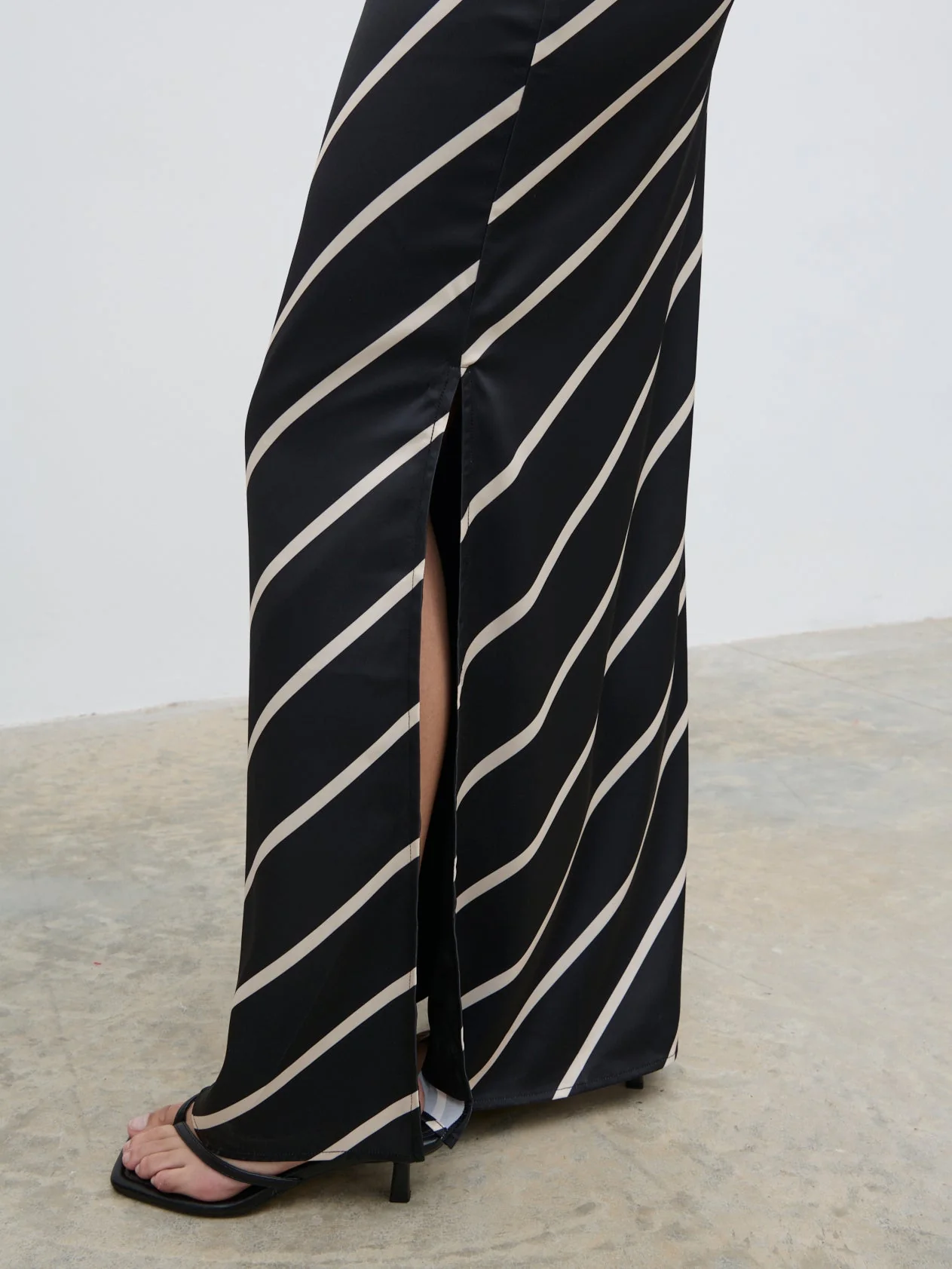 Zuri Maxi Skirt - Black and Cream Asymmetric Stripe - Image 8