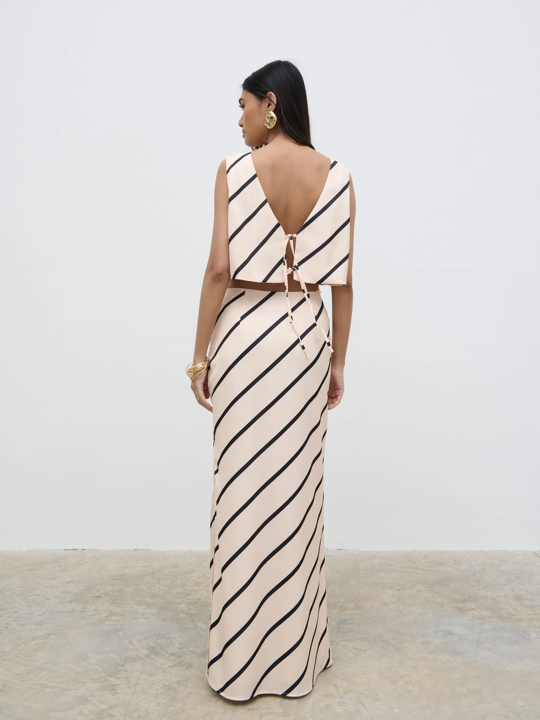 Zuri Tied Striped Top - Asymmetric Stripe - Image 2