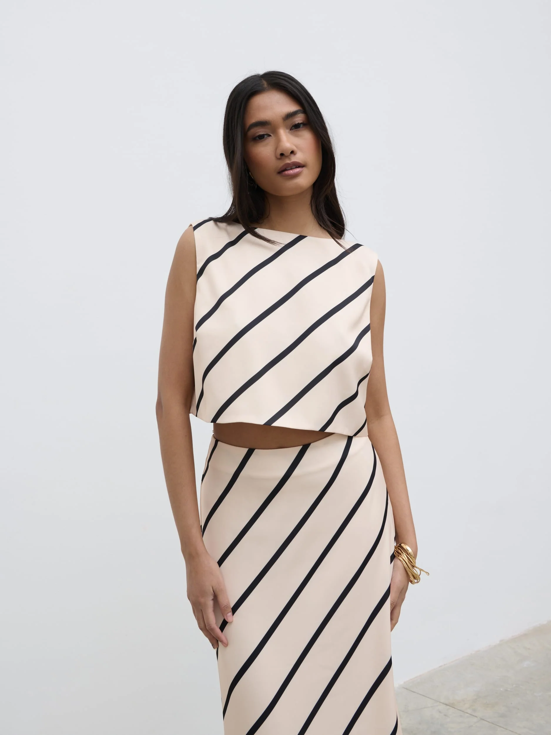 Zuri Tied Striped Top - Asymmetric Stripe - Image 4