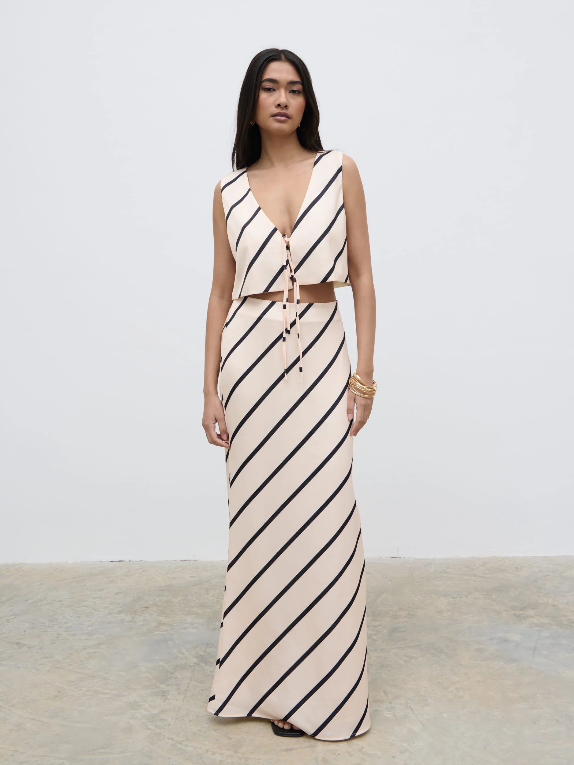 Zuri Tied Striped Top - Asymmetric Stripe - Image 6